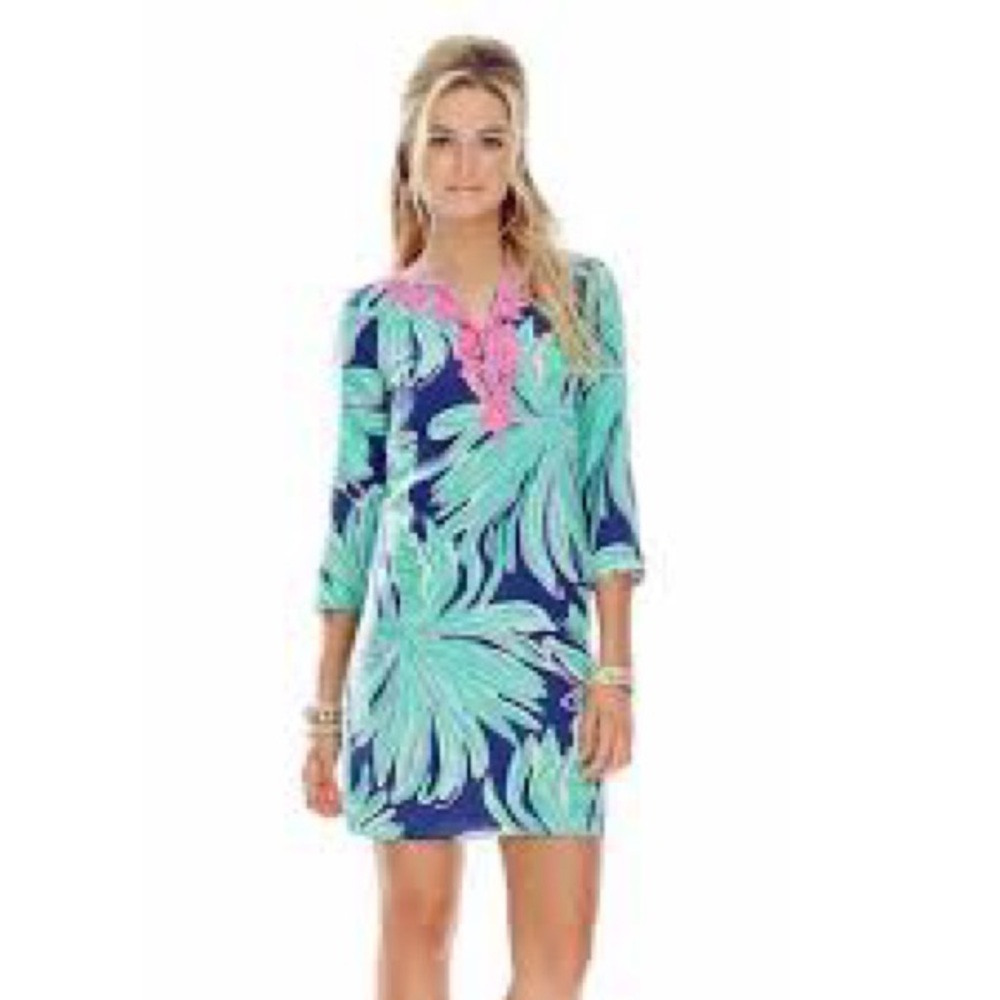 LILLY PULITZER RYLEE 100% SILK DRESS TIGER PALM PINK AQUA SIZE 6 $268